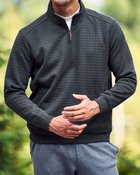 【ドゥクラッセ/DoCLASSE / MEN】のジャガード千鳥柄ハーフジップ チャコール|ID: prp329100004717089 ipo3291000000034081423