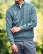 【ドゥクラッセ/DoCLASSE / MEN】のジャガード千鳥柄ハーフジップ スモーキーブルー|ID: prp329100004717089 ipo3291000000034081425