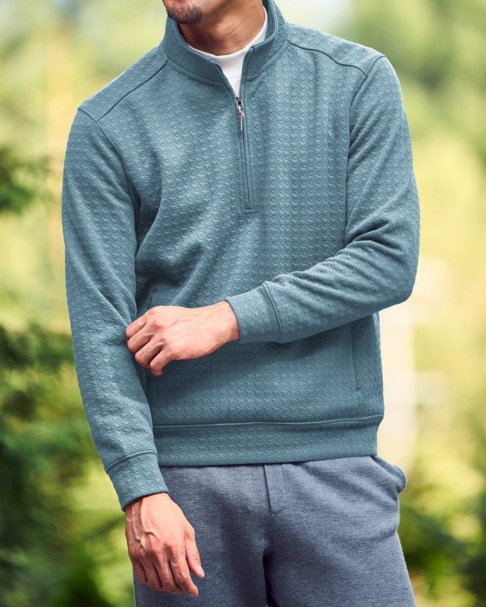 【ドゥクラッセ/DoCLASSE / MEN】のジャガード千鳥柄ハーフジップ インテリア・キッズ・メンズ・レディースファッション・服の通販 founy(ファニー) https://founy.com/ ファッション Fashion メンズファッション Fashion for Men トップス・カットソー Cut & Sew Tops ゴルフ Golf ショルダー Shoulder, Shoulder Strap ストレッチ Stretch, Stretchy Fabric ドロップ Drop Shoulder, Dropped Style メンズ Men's, Menswear |ID: prp329100004717089 ipo3291000000034545400