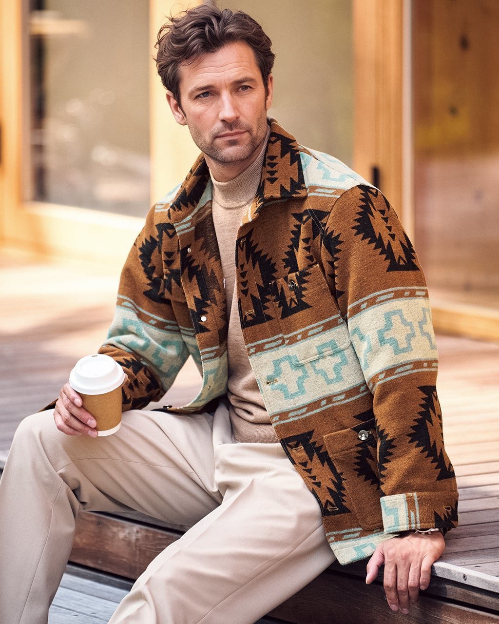 【ドゥクラッセ/DoCLASSE / MEN】のネイティブアメリカン柄カバーオール インテリア・キッズ・メンズ・レディースファッション・服の通販 founy(ファニー) 　ファッション　Fashion　メンズファッション　Fashion for Men　ネイティブ　Native, Ethnic Style　メンズ　Men's, Menswear　リラックス　Relax, Relaxed Fit　ブラウンパターン|ID: prp329100004717104 ipo3291000000035301625