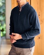 【ドゥクラッセ/DoCLASSE / MEN】のウールブレンド・柄編みハーフジップ ネイビー|ID: prp329100004717108 ipo3291000000034081560