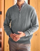 【ドゥクラッセ/DoCLASSE / MEN】のウールブレンド・柄編みハーフジップ 杢グレー|ID: prp329100004717108 ipo3291000000035301694