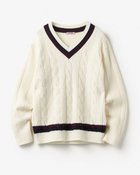 【ドゥクラッセ/DoCLASSE / MEN】のアルパカ混・クリケットVネックセーター ホワイト・パターン|ID: prp329100004718306 ipo3291000000034093117