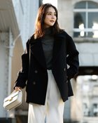 【ドゥクラッセ/DoCLASSE】のウール混カルゼ・オーバーサイズピーコート ネイビー|ID:prp329100004727997