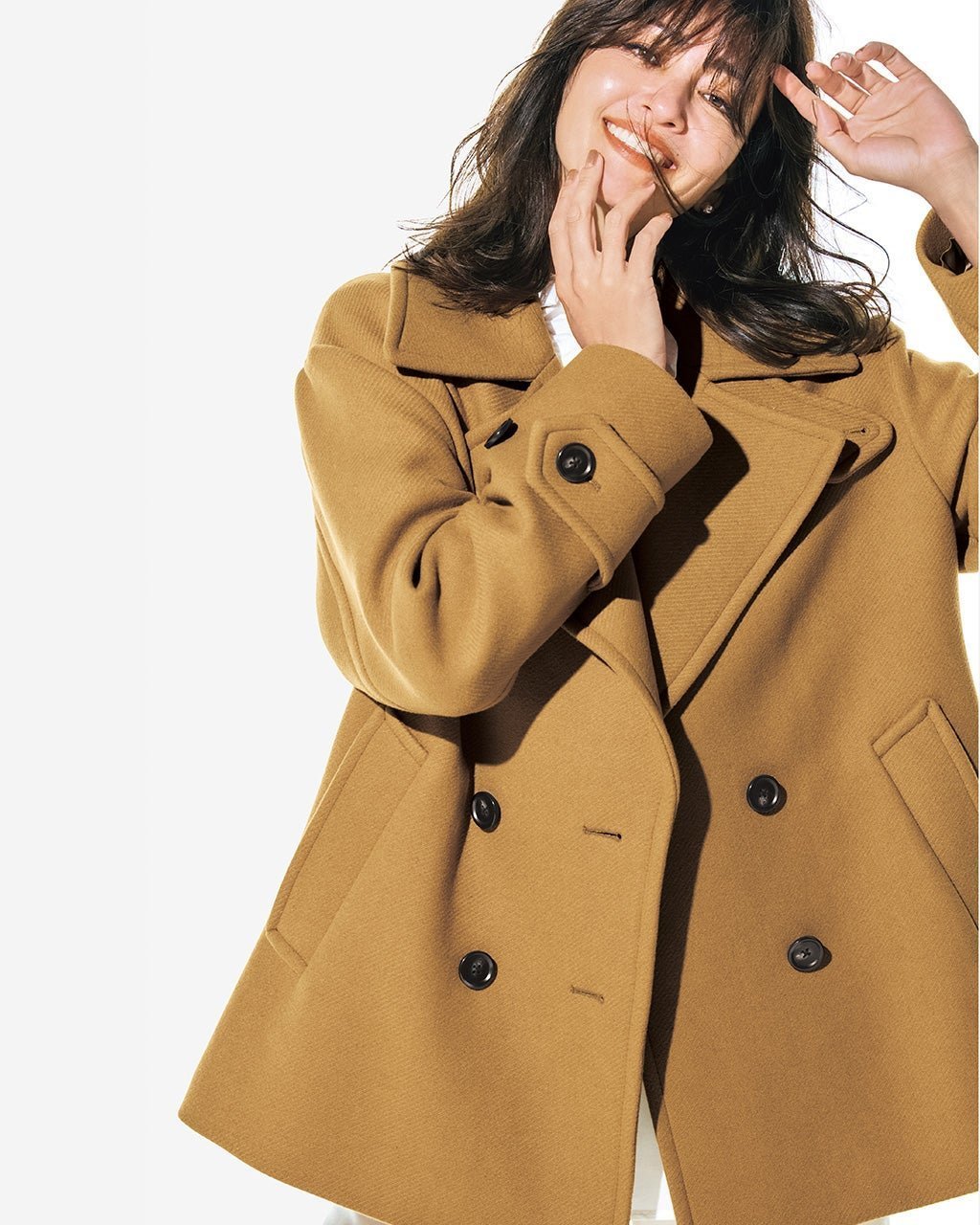 【ドゥクラッセ/DoCLASSE】のウール混カルゼ・オーバーサイズピーコート インテリア・キッズ・メンズ・レディースファッション・服の通販 founy(ファニー) 　ファッション　Fashion　レディースファッション　Fashion for Women　アウター　Coat / Outerwear Collection　コート・ロングコート・ピーコート　Long Coats, Peacoats & More　カフス　Cuff Design　エレガント 上品　Elegant　キャメル|ID: prp329100004727997 ipo3291000000036118699