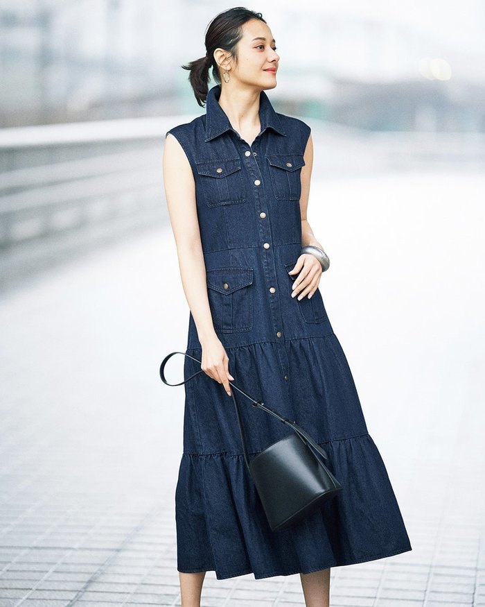 【ドゥクラッセ/DoCLASSE】のソフトデニム・ティアードワンピース インテリア・キッズ・メンズ・レディースファッション・服の通販 founy(ファニー) https://founy.com/ ファッション Fashion レディースファッション Fashion for Women ワンピース Dresses ジャケット Jacket, Outerwear ティアード Tiered, Tiered Style デニム Denim, Jeans Material ドレス Dress, One-Piece ノースリーブ Sleeveless, No-Sleeve |ID: prp329100004733061 ipo3291000000034505637