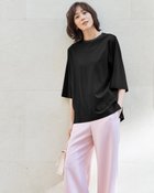 【ドゥクラッセ/DoCLASSE】のシルキーポンチ・オーバーフィットT 人気、トレンドファッション・服の通販 founy(ファニー) ファッション Fashion レディースファッション Fashion for Women トップス・カットソー Cut & Sew Tops シャツ・ブラウス・オフィスカジュアル Elegant Blouses & Button-Ups ロングTシャツ・Tシャツ Longline T-Shirts & Tees カットソー・ベーシックTシャツ Cut-and-Sewn Tops / Stretch Tees & Basics なめらか Smooth, Silky Texture カットソー Cut and Sewn Top フィット Fit, Slim Fit 夏 Summer thumbnail ブラック|ID: prp329100004734446 ipo3291000000034200217