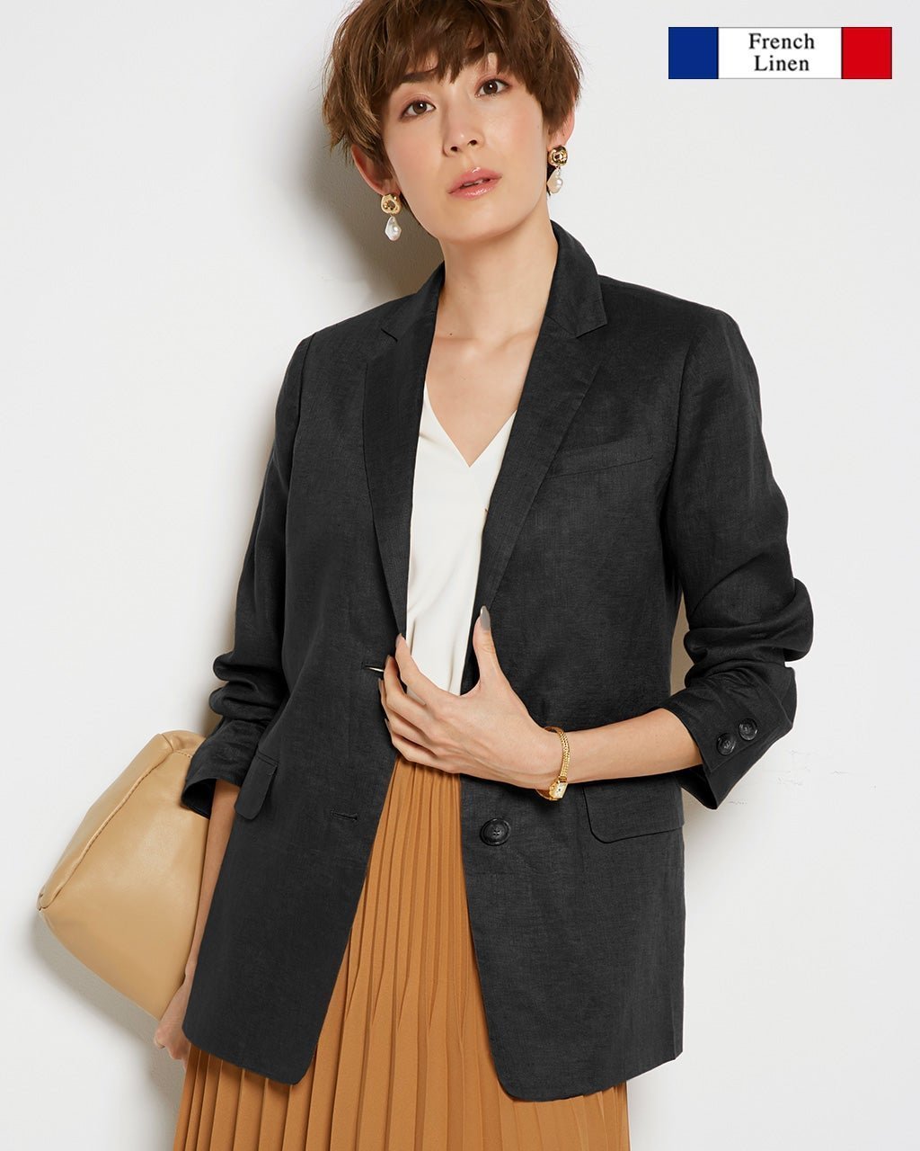 【ドゥクラッセ/DoCLASSE】のフレンチリネン・ロングジャケット インテリア・キッズ・メンズ・レディースファッション・服の通販 founy(ファニー)  ファッション Fashion レディースファッション Fashion for Women アウター Coat / Outerwear Collection レディースジャケット・軽アウター Jackets エレガント 上品 Elegant ジャケット Jacket, Outerwear フランス France, French リネン Linen, Linen Fabric 夏 Summer ブラック|ID: prp329100004737822 ipo3291000000034222828