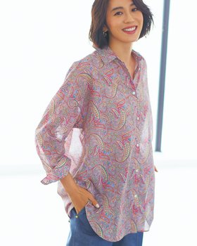 【ドゥクラッセ/DoCLASSE】 コットンローン・2WAYデザイン総柄シャツ人気、トレンドファッション・服の通販 founy(ファニー) ファッション Fashion レディースファッション Fashion for Women トップス・カットソー Cut & Sew Tops シャツ・ブラウス・オフィスカジュアル Elegant Blouses & Button-Ups プリント Print, Printed Pattern 夏 Summer |ID:prp329100004739016