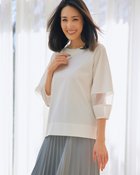 【ドゥクラッセ/DoCLASSE】のランタンスリーブ・シアー切り替えプルオーバー オフホワイト|ID: prp329100004740208 ipo3291000000034505623