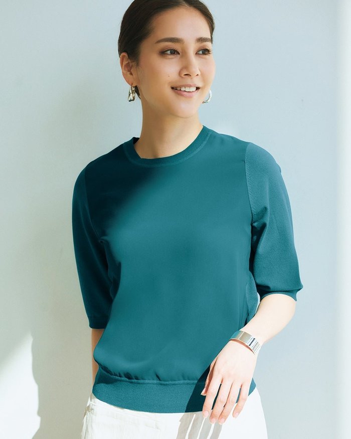 【ドゥクラッセ/DoCLASSE】のハイカウントニット・異素材ニットブラウス インテリア・キッズ・メンズ・レディースファッション・服の通販 founy(ファニー) https://founy.com/ ファッション Fashion レディースファッション Fashion for Women トップス・カットソー Cut & Sew Tops ニット Knit Tops & Sweaters シャツ・ブラウス・オフィスカジュアル Elegant Blouses & Button-Ups セーター Sweater, Knitwear |ID: prp329100004747316 ipo3291000000034324858