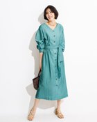 【ドゥクラッセ/DoCLASSE】の前ボタン・ベルト付きワンピース ブルーグリーン|ID: prp329100004754271 ipo3291000000035796613