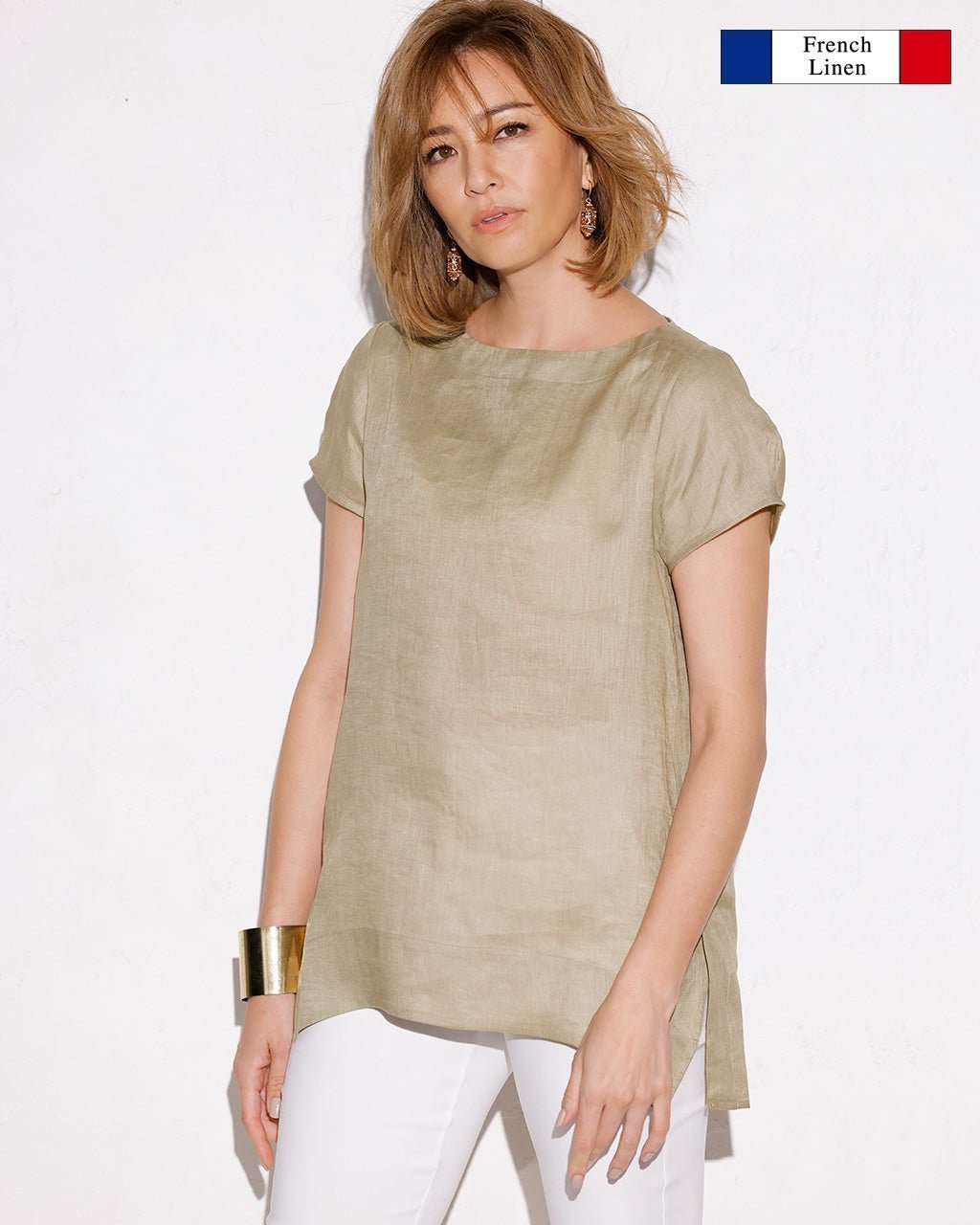 【ドゥクラッセ/DoCLASSE】の細番手フレンチリネン・フォルムブラウス インテリア・キッズ・メンズ・レディースファッション・服の通販 founy(ファニー) 　ファッション　Fashion　レディースファッション　Fashion for Women　トップス・カットソー　Cut & Sew Tops　シャツ・ブラウス・オフィスカジュアル　Elegant Blouses & Button-Ups　シンプル　Simple, Minimal　スリット　Slit, Slit Detail　フォルム　Silhouette, Form　リネン　Linen, Linen Fabric　人気　Popular, Best Seller　夏　Summer　トープ|ID: prp329100004754288 ipo3291000000034388771