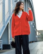 【ドゥクラッセ/DoCLASSE】のモヘア混シャギー・Vネックカーディガン オレンジ|ID:prp329100004755607