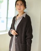 【ドゥクラッセ/DoCLASSE】のモヘア混シャギー・Vネックカーディガン ダークブラウン|ID:prp329100004755607