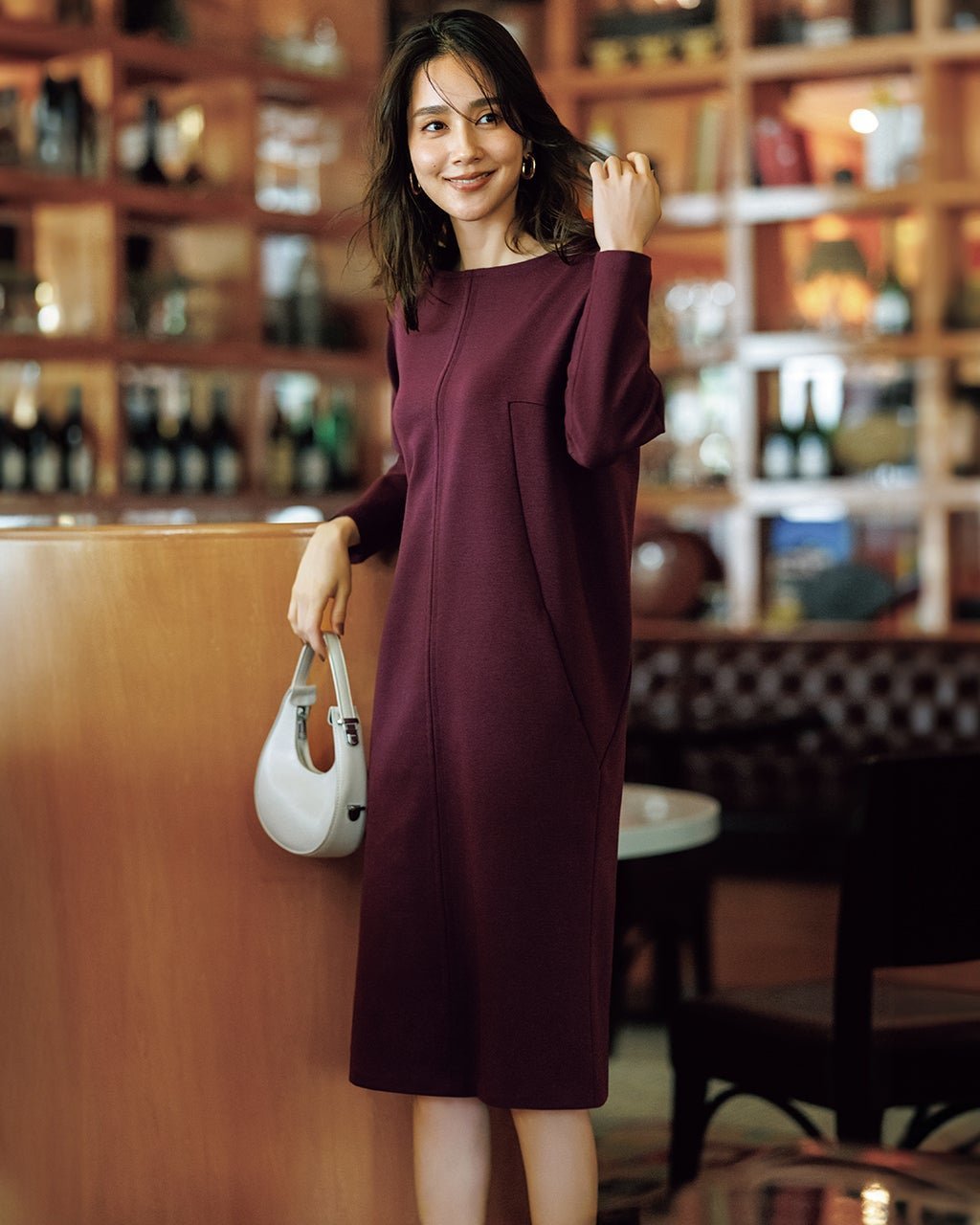 【ドゥクラッセ/DoCLASSE】のストレッチポンチ・コクーンワンピース インテリア・キッズ・メンズ・レディースファッション・服の通販 founy(ファニー)  ファッション Fashion レディースファッション Fashion for Women ワンピース Dresses 新作・新入荷 New Arrivals / New In カッティング Cutting Detail ストレッチ Stretch, Stretchy Fabric スマート Smart, Elegant ワイン|ID: prp329100004755616 ipo3291000000034399153