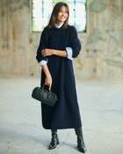 【ドゥクラッセ/DoCLASSE】のウール混タム・ワイドカラーワンピース ネイビー|ID:prp329100004755621