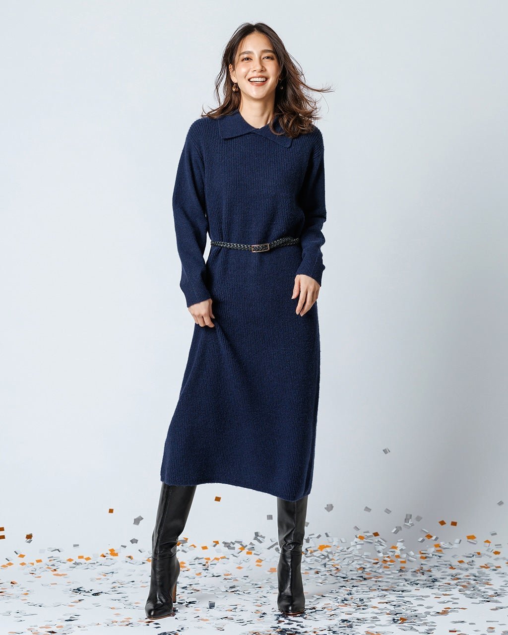 【ドゥクラッセ/DoCLASSE】のウール混タム・ワイドカラーワンピース 人気、トレンドファッション・服の通販 founy(ファニー) 　ファッション　Fashion　レディースファッション　Fashion for Women　ワンピース　Dresses　なめらか　Smooth, Silky Texture　ストレッチ　Stretch, Stretchy Fabric　エレガント 上品　Elegant　人気　Popular, Best Seller　畦　Ribbed Knit　 other-1|ID: prp329100004755621 ipo3291000000034686459