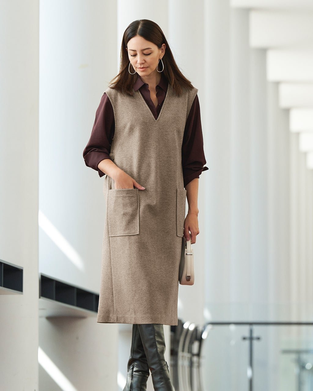 【ドゥクラッセ/DoCLASSE】のウォームストレッチ・ジャンパースカート インテリア・キッズ・メンズ・レディースファッション・服の通販 founy(ファニー) ファッション Fashion レディースファッション Fashion for Women スカート Skirts 新作・新入荷 New Arrivals / New In フィット Fit, Slim Fit リラックス Relax, Relaxed Fit エレガント 上品 Elegant トープ|ID: prp329100004755629 ipo3291000000034399251