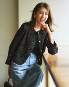 【ドゥクラッセ/DoCLASSE】のツイーディジャカード・異素材コンビジャケット ブラック|ID:prp329100004755630