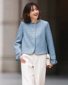 【ドゥクラッセ/DoCLASSE】のツイーディジャカード・異素材コンビジャケット ブルー|ID:prp329100004755630