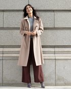 【ドゥクラッセ/DoCLASSE】のピュアウールリバー・ダブルブレストロングコート ストーン|ID:prp329100004755631