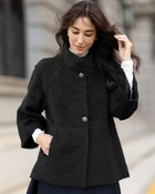 【ドゥクラッセ/DoCLASSE】のアルパカシャギー・スタンドショートコート ブラック|ID:prp329100004755635