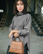 【ドゥクラッセ/DoCLASSE】のラメ糸スパンコールニット・片畦タートルネック グレー|ID: prp329100004755639 ipo3291000000036296220