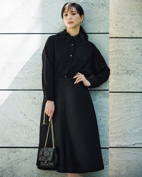【ドゥクラッセ/DoCLASSE】のウールライクストレッチ・2WAYブラウス 人気、トレンドファッション・服の通販 founy(ファニー) ファッション Fashion レディースファッション Fashion for Women トップス・カットソー Cut & Sew Tops シャツ・ブラウス・オフィスカジュアル Elegant Blouses & Button-Ups 新作・新入荷 New Arrivals / New In タートル Turtleneck, Turtle Collar フェザー Feather, Feather Detail フォルム Silhouette, Form |ID:prp329100004755646