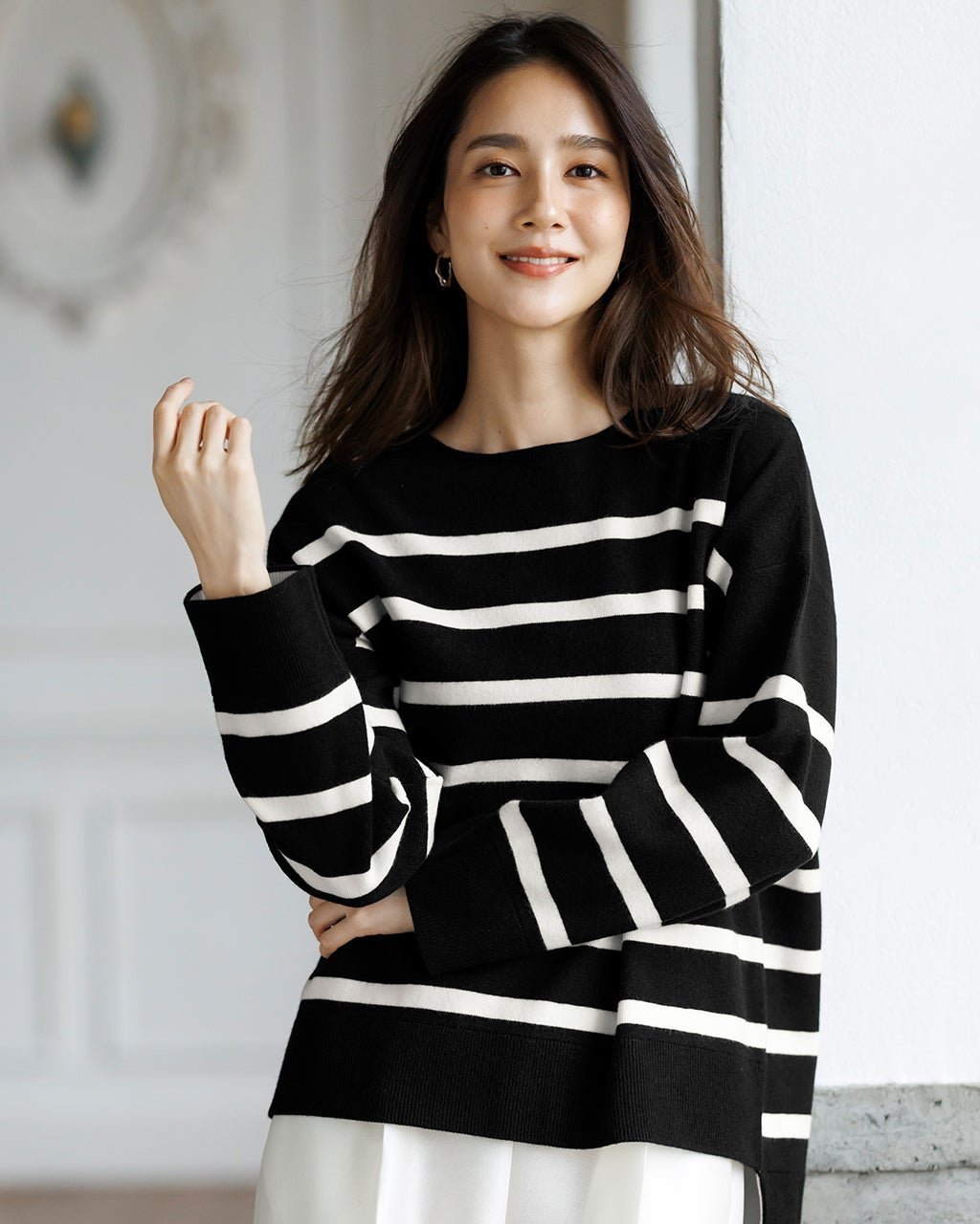 【ドゥクラッセ/DoCLASSE】のウール混・ドロップショルダーセーター 人気、トレンドファッション・服の通販 founy(ファニー) 　ファッション　Fashion　レディースファッション　Fashion for Women　トップス・カットソー　Cut & Sew Tops　ニット　Knit Tops & Sweaters　スカーフ　Scarf, Neckwear　セーター　Sweater, Knitwear　フォルム　Silhouette, Form　フレンチ　French, French Style　冬　Winter / This Winter　 other-1|ID: prp329100004755738 ipo3291000000034618695