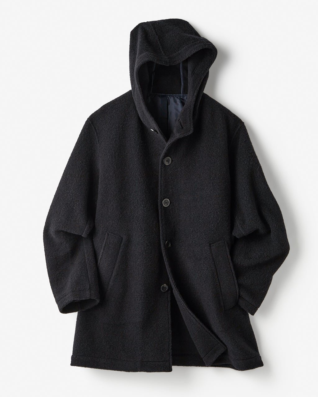 【ドゥクラッセ/DoCLASSE / MEN】のウール混ストレッチボア・フーデッドコート インテリア・キッズ・メンズ・レディースファッション・服の通販 founy(ファニー) 　ファッション　Fashion　メンズファッション　Fashion for Men　ストレッチ　Stretch, Stretchy Fabric　トレンド　Trend, Trending Now　フォーマル　Formal, Dressy　ポケット　Pocket, Pocket Detail　メンズ　Men's, Menswear　軽量　Lightweight, Ultra Light　ダークネイビー|ID: prp329100004755764 ipo3291000000034399599