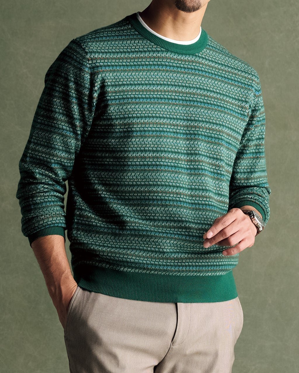 【ドゥクラッセ/DoCLASSE / MEN】のファインゲージジャカード編みクルーニット 人気、トレンドファッション・服の通販 founy(ファニー) 　ファッション　Fashion　メンズファッション　Fashion for Men　インナー　Innerwear　ジャカード／ジャガード　Jacquard, Woven Pattern　ジャケット　Jacket, Outerwear　セーター　Sweater, Knitwear　メンズ　Men's, Menswear　 other-1|ID: prp329100004755778 ipo3291000000034399675