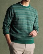 【ドゥクラッセ/DoCLASSE / MEN】のファインゲージジャカード編みクルーニット 人気、トレンドファッション・服の通販 founy(ファニー) ファッション Fashion メンズファッション Fashion for Men インナー Innerwear ジャカード／ジャガード Jacquard, Woven Pattern ジャケット Jacket, Outerwear セーター Sweater, Knitwear メンズ Men's, Menswear thumbnail グリーン・パターン|ID: prp329100004755778 ipo3291000000034399677