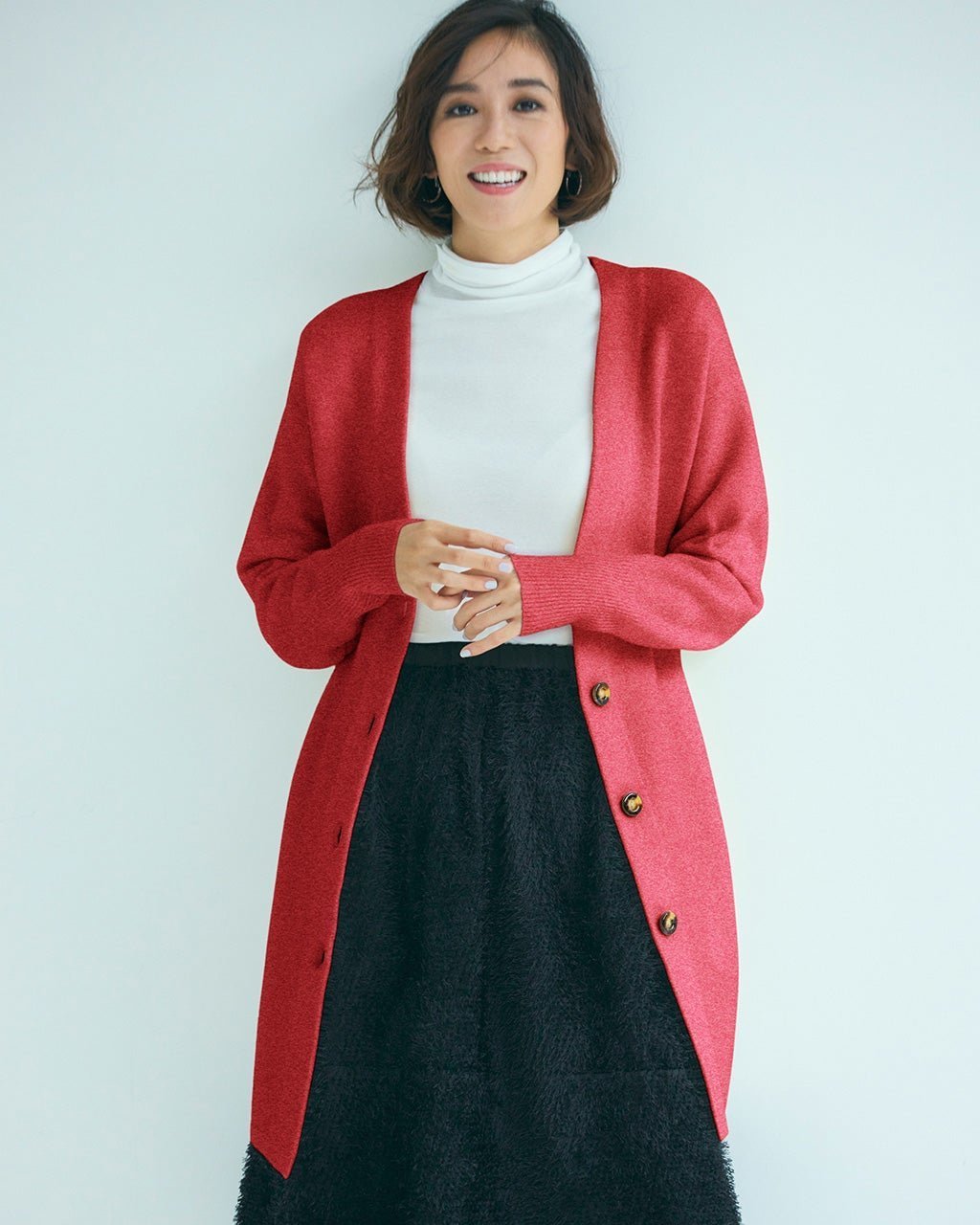 【ドゥクラッセ/DoCLASSE】のウール混フラッフィー・ロングカーディガン インテリア・キッズ・メンズ・レディースファッション・服の通販 founy(ファニー) 　ファッション　Fashion　レディースファッション　Fashion for Women　トップス・カットソー　Cut & Sew Tops　カーディガン・羽織り　Layered Style Cardigans　カーディガン　Cardigan, Knitwear　チュニック　Tunic, Long Top　トレンド　Trend, Trending Now　ロング　Long, Long-Length　コーラルレッド|ID: prp329100004766754 ipo3291000000034516140