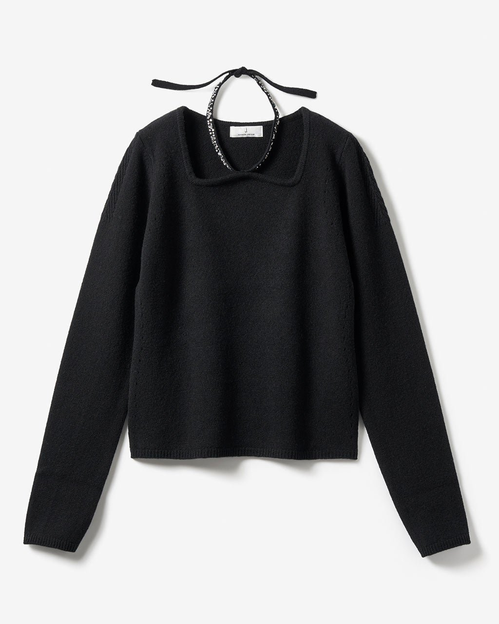 【ドゥクラッセ/DoCLASSE】のリュクスメリノ・2WAYビジューネックセーター インテリア・キッズ・メンズ・レディースファッション・服の通販 founy(ファニー) 　ファッション　Fashion　レディースファッション　Fashion for Women　トップス・カットソー　Cut & Sew Tops　ニット　Knit Tops & Sweaters　新作・新入荷　New Arrivals / New In　スクエア　Square, Square Shape　ストーン　Stone, Gem-Like　セーター　Sweater, Knitwear　デコルテ　Décolleté, Neckline　ラップ　Wrap, Wrap Design　リュクス　Luxury, Elegant, High-End, Chic　ブラック|ID: prp329100004768470 ipo3291000000034943150