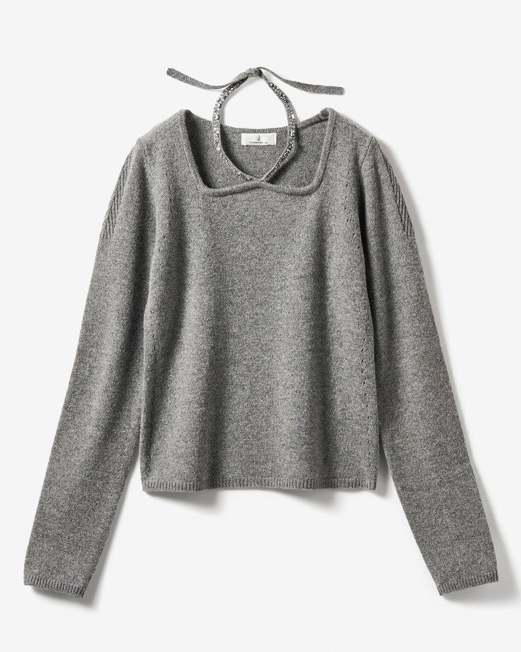 【ドゥクラッセ/DoCLASSE】のリュクスメリノ・2WAYビジューネックセーター インテリア・キッズ・メンズ・レディースファッション・服の通販 founy(ファニー) 　ファッション　Fashion　レディースファッション　Fashion for Women　トップス・カットソー　Cut & Sew Tops　ニット　Knit Tops & Sweaters　新作・新入荷　New Arrivals / New In　スクエア　Square, Square Shape　ストーン　Stone, Gem-Like　セーター　Sweater, Knitwear　デコルテ　Décolleté, Neckline　ラップ　Wrap, Wrap Design　リュクス　Luxury, Elegant, High-End, Chic　グレー|ID: prp329100004768470 ipo3291000000034943151