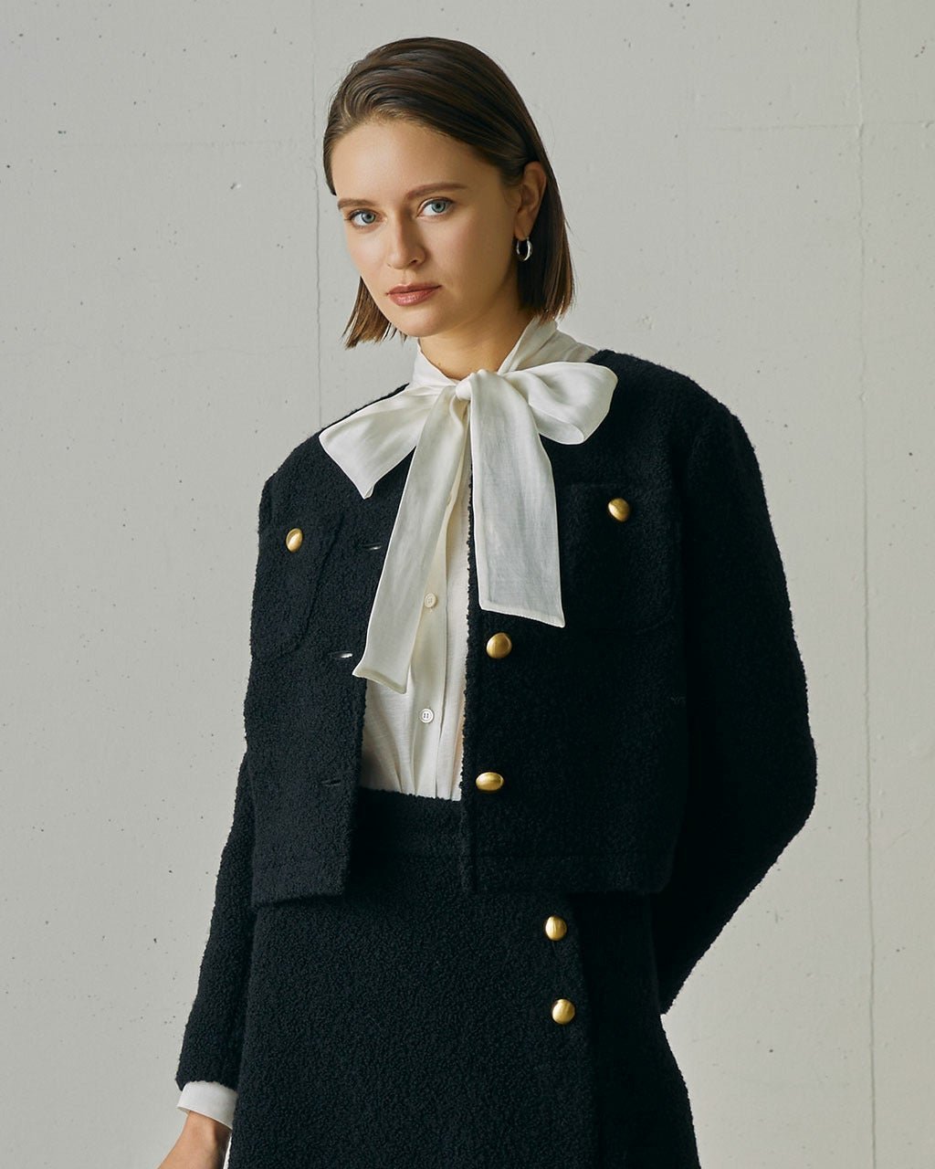 【ドゥクラッセ/DoCLASSE】のリングツイード・ノーカラージャケット 人気、トレンドファッション・服の通販 founy(ファニー) 　ファッション　Fashion　レディースファッション　Fashion for Women　アウター　Coat / Outerwear Collection　レディースジャケット・軽アウター　Jackets　ノーカラージャケット / シンプル上品コーデ　Collarless Jackets　新作・新入荷　New Arrivals / New In　おすすめ　Recommended / Our Picks　ジャケット　Jacket, Outerwear　ツイード　Twill, Twill Weave　デニム　Denim, Jeans Material　バランス　Balance, Style Balance　フロント　Front, Front Design　ベスト　Vest, Waistcoat　ポケット　Pocket, Pocket Detail　 other-1|ID: prp329100004768471 ipo3291000000034537154