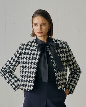 【ドゥクラッセ/DoCLASSE】 千鳥ツイード・ノーカラージャケット人気、トレンドファッション・服の通販 founy(ファニー) ファッション Fashion レディースファッション Fashion for Women アウター Coat / Outerwear Collection レディースジャケット・軽アウター Jackets ノーカラージャケット / シンプル上品コーデ Collarless Jackets 新作・新入荷 New Arrivals / New In エレガント 上品 Elegant オケージョン Occasion Wear カッティング Cutting Detail ジャケット Jacket, Outerwear ツイード Twill, Twill Weave フォルム Silhouette, Form フロント Front, Front Design ベスト Vest, Waistcoat |ID:prp329100004768472