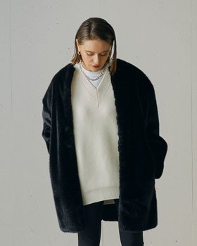 【ドゥクラッセ/DoCLASSE】 ミンクタッチファー・ノーカラーコート人気、トレンドファッション・服の通販 founy(ファニー) ファッション Fashion レディースファッション Fashion for Women アウター Coat / Outerwear Collection コート・ロングコート・ピーコート Long Coats, Peacoats & More 新作・新入荷 New Arrivals / New In なめらか Smooth, Silky Texture デニム Denim, Jeans Material ドレス Dress, One-Piece ラグジュアリー Luxury, Elegant リアル Real, Realistic 冬 Winter / This Winter |ID:prp329100004779434