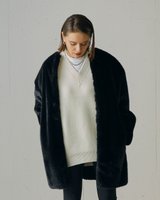 【ドゥクラッセ/DoCLASSE】のミンクタッチファー・ノーカラーコート 人気、トレンドファッション・服の通販 founy(ファニー) ファッション Fashion レディースファッション Fashion for Women アウター Coat / Outerwear Collection コート・ロングコート・ピーコート Long Coats, Peacoats & More 新作・新入荷 New Arrivals / New In なめらか Smooth, Silky Texture デニム Denim, Jeans Material ドレス Dress, One-Piece ラグジュアリー Luxury, Elegant リアル Real, Realistic 冬 Winter / This Winter |ID:prp329100004779434