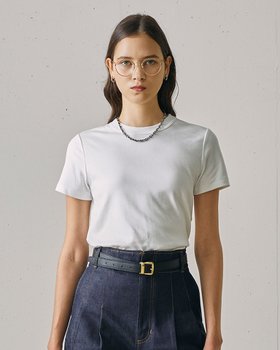 【ドゥクラッセ/DoCLASSE】 ピュアコットンスムース/半袖T人気、トレンドファッション・服の通販 founy(ファニー) ファッション Fashion レディースファッション Fashion for Women トップス・カットソー Cut & Sew Tops シャツ・ブラウス・オフィスカジュアル Elegant Blouses & Button-Ups 新作・新入荷 New Arrivals / New In シンプル Simple, Minimal スマート Smart, Elegant デコルテ Décolleté, Neckline ドット Polka Dot, Dot Pattern 半袖 Short Sleeve, Half Sleeve |ID:prp329100004780176