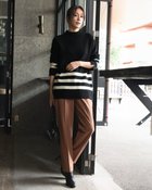 【ドゥクラッセ/DoCLASSE】のストレッチウール・ボーダーロングニット 人気、トレンドファッション・服の通販 founy(ファニー) ファッション Fashion レディースファッション Fashion for Women トップス・カットソー Cut & Sew Tops ニット Knit Tops & Sweaters 新作・新入荷 New Arrivals / New In ストレッチ Stretch, Stretchy Fabric スリット Slit, Slit Detail チュニック Tunic, Long Top ロング Long, Long-Length thumbnail ブラック|ID: prp329100004780924 ipo3291000000034686370