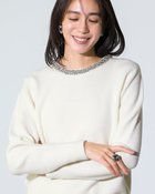 【ドゥクラッセ/DoCLASSE】のウール混・ネックビジューセーター オフホワイト|ID:prp329100004780933
