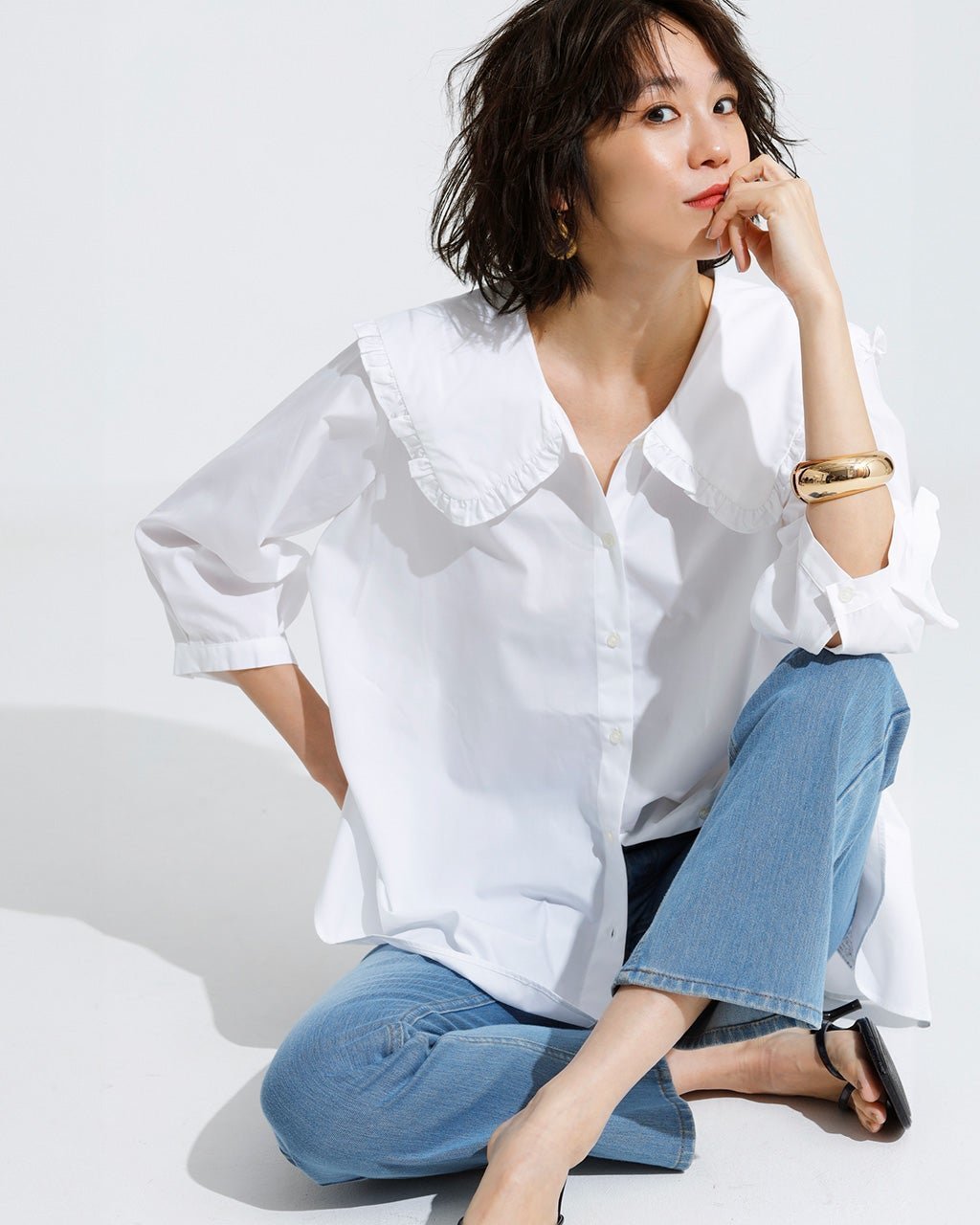 【ドゥクラッセ/DoCLASSE】のタイプライター・ビッグカラーブラウス 人気、トレンドファッション・服の通販 founy(ファニー) 　ファッション　Fashion　レディースファッション　Fashion for Women　トップス・カットソー　Cut & Sew Tops　シャツ・ブラウス・オフィスカジュアル　Elegant Blouses & Button-Ups　おすすめ　Recommended / Our Picks　エレガント 上品　Elegant　カーディガン　Cardigan, Knitwear　チュニック　Tunic, Long Top　トレンド　Trend, Trending Now　ビッグ　Big, Oversized　フリル　Frill, Ruffle　ベスト　Vest, Waistcoat　 other-1|ID: prp329100004782797 ipo3291000000034707262