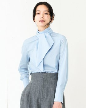 【ドゥクラッセ/DoCLASSE】 双糸コットン・ボウタイブラウス人気、トレンドファッション・服の通販 founy(ファニー) ファッション Fashion レディースファッション Fashion for Women トップス・カットソー Cut & Sew Tops シャツ・ブラウス・オフィスカジュアル Elegant Blouses & Button-Ups オケージョン Occasion Wear スタンダード Standard, Basic デニム Denim, Jeans Material パステル Pastel, Soft Color |ID:prp329100004782798