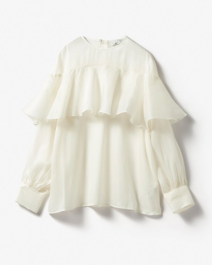 【ドゥクラッセ/DoCLASSE】の綿シルクオーガンジー・ラッフルフリルブラウス インテリア・キッズ・メンズ・レディースファッション・服の通販 founy(ファニー) https://founy.com/ ファッション Fashion レディースファッション Fashion for Women トップス・カットソー Cut & Sew Tops シャツ・ブラウス・オフィスカジュアル Elegant Blouses & Button-Ups サテン Satin, Glossy Fabric シルク Silk, 100% Silk エレガント 上品 Elegant |ID: prp329100004784911 ipo3291000000034736517