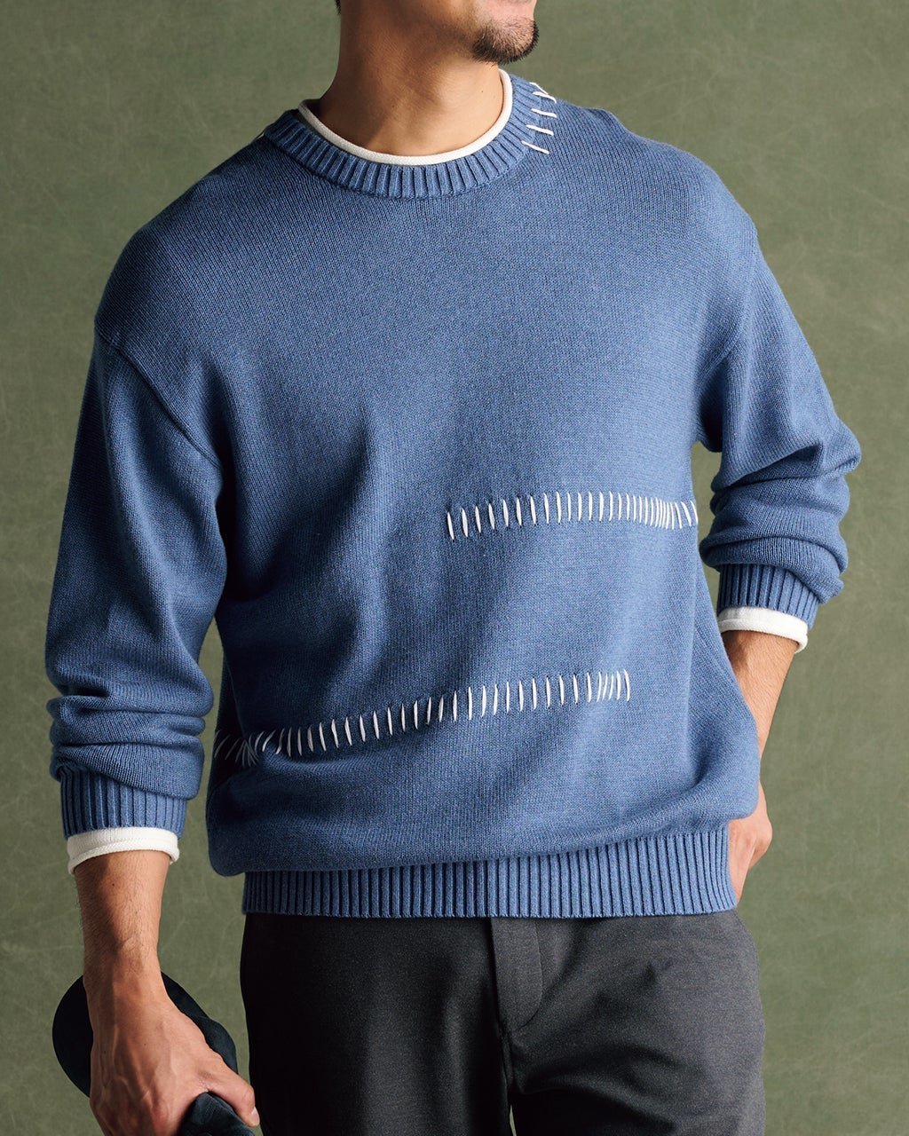 【ドゥクラッセ/DoCLASSE / MEN】のカシミヤ混ハンドステッチクルーセーター 人気、トレンドファッション・服の通販 founy(ファニー) ファッション Fashion メンズファッション Fashion for Men 新作・新入荷 New Arrivals / New In セーター Sweater, Knitwear ハンド Hand, Handmade フィット Fit, Slim Fit メンズ Men's, Menswear リラックス Relax, Relaxed Fit other-1|ID: prp329100004787171 ipo3291000000034746299