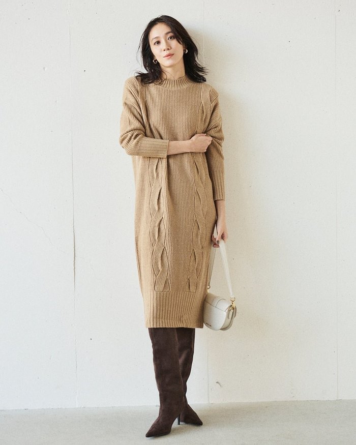 【ドゥクラッセ/DoCLASSE】のイタリア糸・カシミヤ混ケーブルワンピ インテリア・キッズ・メンズ・レディースファッション・服の通販 founy(ファニー) https://founy.com/ ファッション Fashion レディースファッション Fashion for Women ワンピース Dresses イタリア Italy |ID: prp329100004797453 ipo3291000000035798602