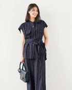 【ドゥクラッセ/DoCLASSE】のリネンタッチストライプ・バンドカラーシャツ 人気、トレンドファッション・服の通販 founy(ファニー) ファッション Fashion レディースファッション Fashion for Women トップス・カットソー Cut & Sew Tops シャツ・ブラウス・オフィスカジュアル Elegant Blouses & Button-Ups ジャケット Jacket, Outerwear ストライプ Stripe, Striped Pattern スマート Smart, Elegant ロング Long, Long-Length 夏 Summer thumbnail ミッドナイトパターン|ID: prp329100004807845 ipo3291000000034888852