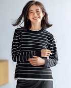 【ドゥクラッセ/DoCLASSE】のストレッチニット・リブ配色クルーネック ブラックパターン|ID: prp329100004808831 ipo3291000000034899684